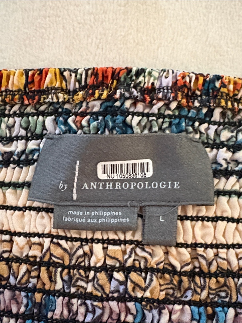 Anthropologie Floral Satin Cami in Cream, Yellow, Teal and Black Size L. NWOT - Picture 7 of 8